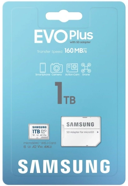 Флеш карта microSDXC 1TB Samsung MB-MC1T0SA EVO Plus V30 A2 + adapter