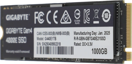 Накопитель SSD Gigabyte PCIe 4.0 x4 1000GB G440E1TB 4000E M.2 2280
