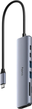 Разветвитель USB-C Cudy UH407 3порт. серебристый