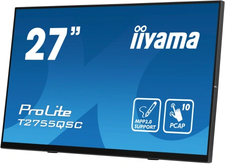 Монитор Iiyama 27" ProLite T2755QSC-B1 черный IPS LED 16:9 HDMI M/M глянцевая 400cd 178гр/178гр 2560x1440 75Hz DP WQ USB Touch 5.8кг