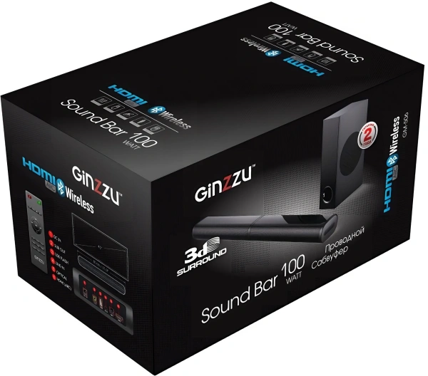 Саундбар Ginzzu GM-506 2.1 50Вт+50Вт черный