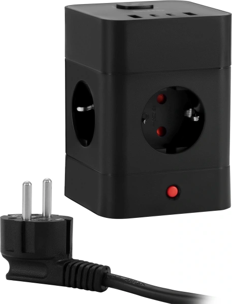 Сетевой удлинитель Buro BU-PTE4.1UC-B 1.5м (4 розетки) черный (коробка)