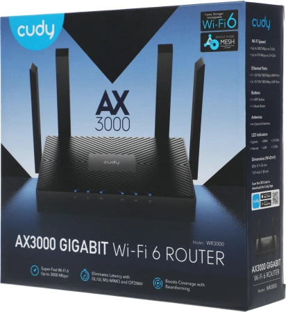 Роутер беспроводной Cudy WR3000 AX3000 10/100/1000BASE-TX/Wi-Fi черный