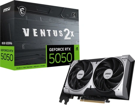 Видеокарта MSI PCI-E 5.0 RTX 5050 8G VENTUS 2X NVIDIA GeForce RTX 5050 8Gb 128bit GDDR6 2572/20000 HDMIx1 DPx3 HDCP Ret