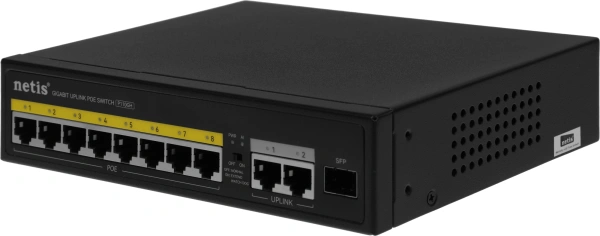 Коммутатор Netis P110GH (L2) 8x100Мбит/с 2x1Гбит/с 1SFP 8PoE 8PoE+ 120W неуправляемый
