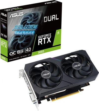 Видеокарта Asus PCI-E 4.0 DUAL-RTX3050-O8G-V2 NVIDIA GeForce RTX 3050 8Gb 128bit GDDR6 1822/14000 DVIx1 HDMIx1 DPx1 HDCP Ret