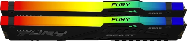 Память DDR5 2x16GB 6400MHz Kingston KF564C32BBEAK2-32 Fury Beast RGB RTL Gaming PC5-51200 CL32 DIMM 288-pin 1.4В kit single rank с радиатором Ret