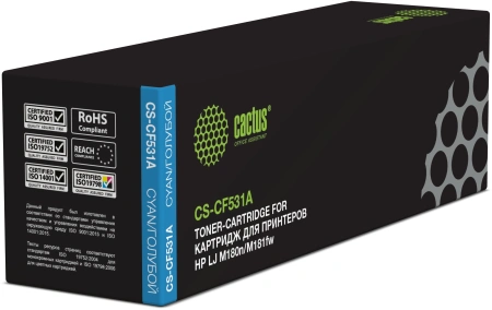 Картридж лазерный Cactus CS-CF531A CF531A голубой (900стр.) для HP LJ M180n/M181fw