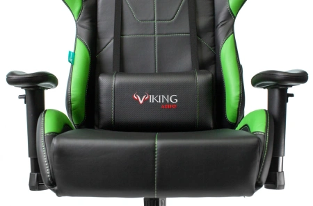 Кресло игровое Zombie VIKING 5 AERO черный/салатовый экокожа с подголов. крестов. пластик