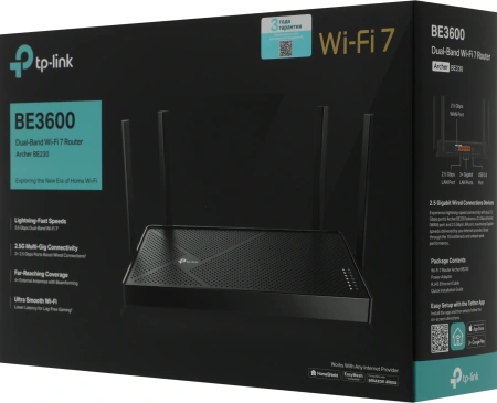 Роутер беспроводной TP-Link Archer BE230 BE3600 100/1000/2500BASE-T черный