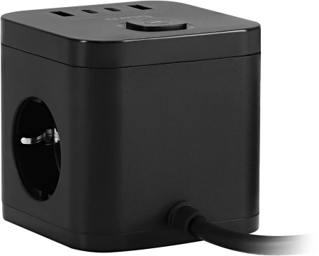 Сетевой удлинитель Buro BU-PC3.1UС-B 1.5м (3 розетки) черный (коробка)