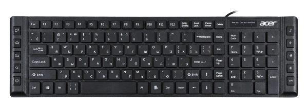 Клавиатура Acer OKW010 черный USB slim Multimedia (ZL.KBDEE.002) кабель 1.45м