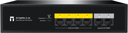 Коммутатор Netis ST106PDI-2-43 6x100Мбит/с 4PoE 43W неуправляемый
