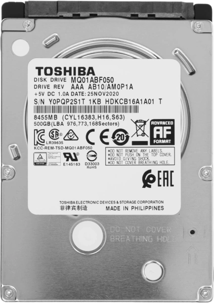 Жесткий диск Toshiba SATA-III 500GB MQ01ABF050 4KN (5400rpm) 8Mb 2.5"