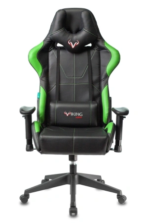 Кресло игровое Zombie VIKING 5 AERO черный/салатовый экокожа с подголов. крестов. пластик