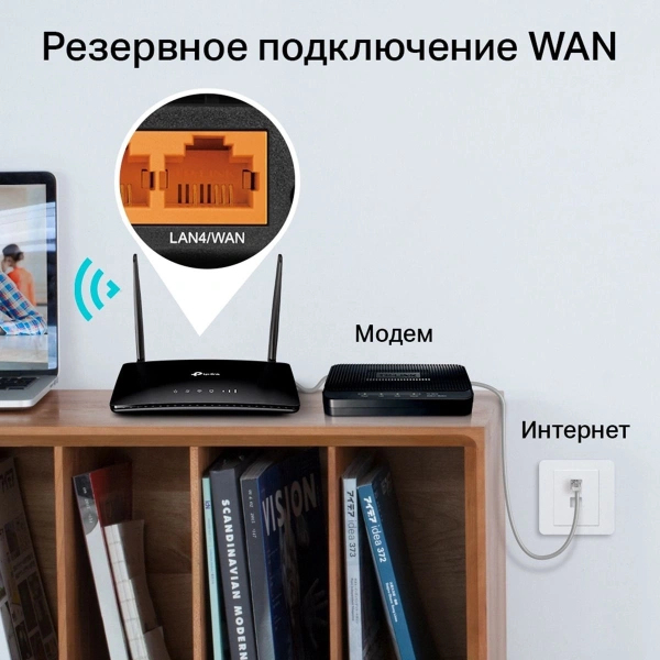 Роутер беспроводной TP-Link Archer MR400 AC1200 10/100BASE-TX черный