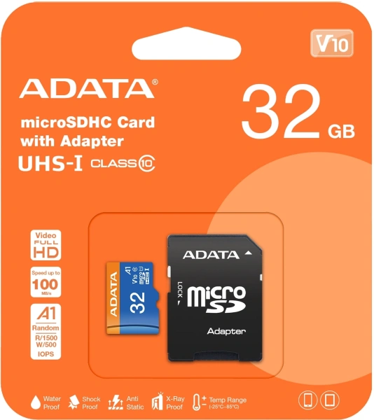 Флеш карта microSDHC 32GB A-Data AUSDH32GUICL10A1-RA1 Premier Pro + adapter