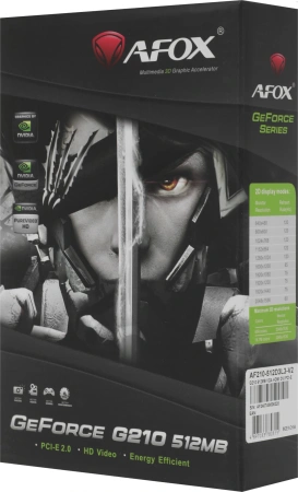 Видеокарта Afox PCI-E 2.0 AF210-512D3L3-V2 NVIDIA G210 512Mb 64bit DDR3 550/1600 DVIx1 HDMIx1 CRTx1 HDCP Ret low profile