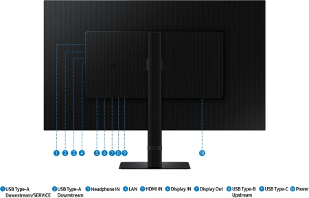 Монитор Samsung 32" ViewFinity S6 S32D604UAIXCI черный IPS LED 5ms 16:9 HDMI матовая HAS Piv 1000:1 350cd 178гр/178гр 2560x1440 100Hz DP Quad 2K (1440p) USB 7.2кг