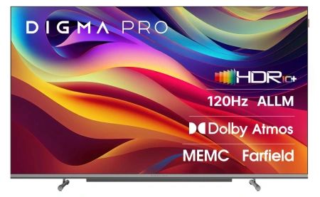 Телевизор OLED Digma Pro 65" OLED 65M Google TV Frameless черный/серебристый 4K Ultra HD 120Hz DVB-T DVB-T2 DVB-C DVB-S DVB-S2 USB WiFi Smart TV