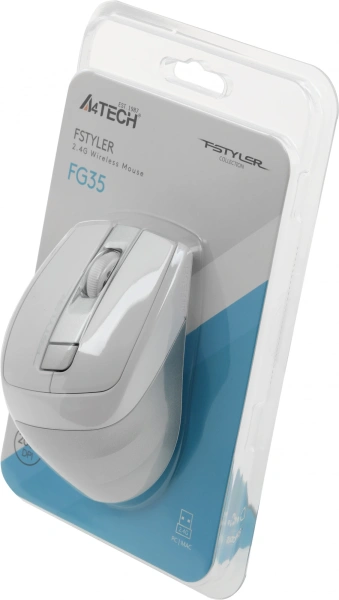Мышь A4Tech Fstyler FG35 серебристый/белый оптическая 2000dpi беспров. USB 6but (FG35 SILVER)