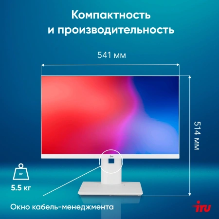 Моноблок IRU Tactio 23.8" Full HD i3 1215U (1.2) 8Gb SSD256Gb UHDG CR без ОС GbitEth WiFi BT 65W Cam белый 1920x1080