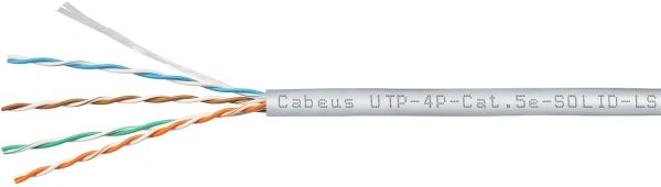 Кабель информационный Cabeus UTP-4P-Cat.5e-SOLID-LSZH-GY кат.5E U/UTP 4 пары LSZH внутренний 305м серый