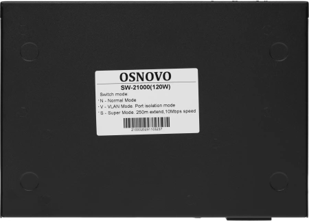 Коммутатор Osnovo SW-21000(120W) (L2) 10x100Мбит/с 8PoE 120W неуправляемый