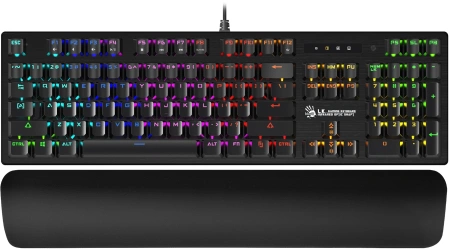 Клавиатура A4Tech B825R механическая черный USB for gamer LED (подставка для запястий) (B825R (RED SWITCHES)) кабель 1.8м