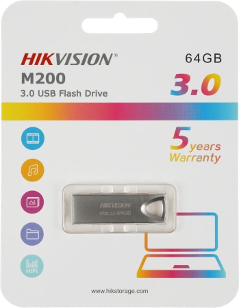 Флеш Диск Hikvision 64GB M200 Hiksemi HS-USB-M200/64G/U3 USB3.0 серебристый
