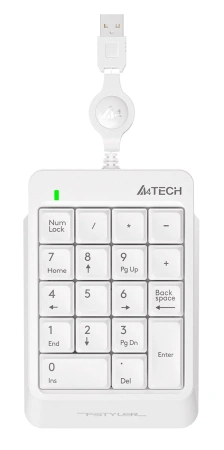 Числовой блок A4Tech FK13 белый USB slim для ноутбука (FK13 USB ( WHITE )) кабель 0.7м