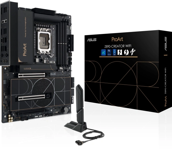 Материнская плата Asus PROART Z890-CREATOR WIFI Soc-1851 Intel Z890 4xDDR5 ATX AC`97 8ch(7.1) 1 x 10Gigabit + 1 x 2.5Gigabit RAID+HDMI+DP