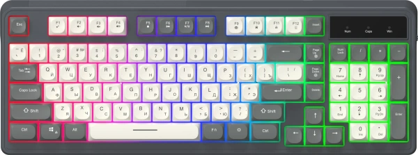 Клавиатура Оклик 731G серый/белый USB Multimedia for gamer LED кабель 1.5м