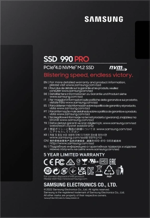 Накопитель SSD Samsung PCIe 4.0 x4 1TB MZ-V9P1T0BW 990 Pro M.2 2280