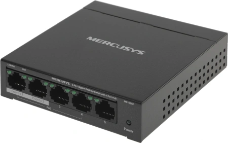 Коммутатор Mercusys MS105GP (L2) 5x1Гбит/с 4PoE+ 65W неуправляемый
