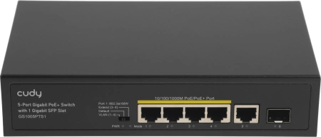 Коммутатор Cudy GS1005PTS1 (L2) 5x1Гбит/с 1SFP 4PoE+ 120W неуправляемый