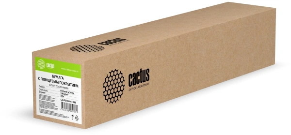 Бумага Cactus CS-PG180-61030 24"(A1) 610мм-30м/180г/м2/белый глянцевое для струйной печати втулка:50.8мм (2")
