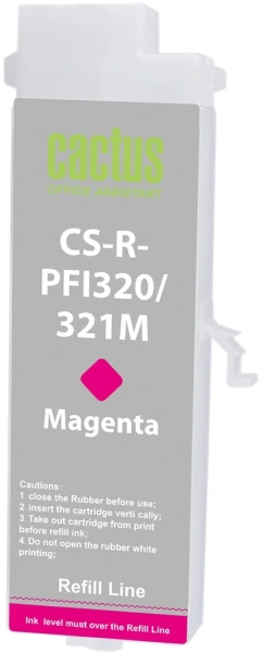 Картридж перезаправляемый струйный Cactus CS-R-PFI320/321M PFI-320/321M пурпурный (260мл) для Canon imagePROGRAF TM-200/200MFP/205/300/300MFP/305 без чипа