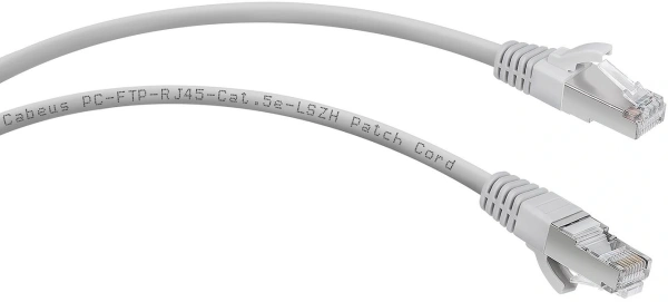 Патч-корд Cabeus PC-FTP-RJ45-CAT.5E-5M-LSZH F/UTP RJ-45 вил.-вилка RJ-45 кат.5E 5м серый LSZH
