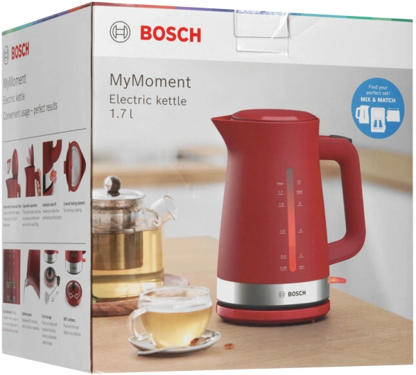 Чайник электрический Bosch TWK4M 1.7л. красный корпус: пластик (TWK4M224)