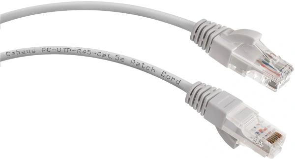 Патч-корд Cabeus PC-UTP-RJ45-CAT.5E-5M U/UTP RJ-45 вил.-вилка RJ-45 кат.5E 5м серый ПВХ