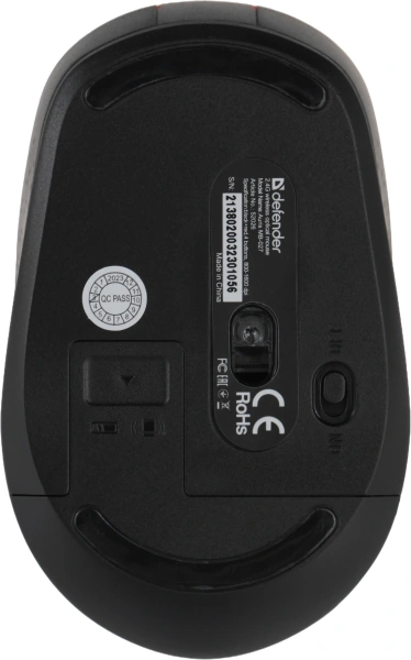 Мышь Defender Auris MB-027 красный оптическая 1600dpi silent беспров. USB для ноутбука 3but (52026)
