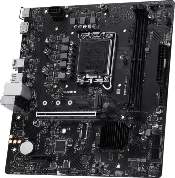 Материнская плата MSI PRO H610M-B Soc-1700 Intel H610 2xDDR5 mATX AC`97 8ch(7.1) GbLAN+HDMI+DP