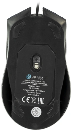 Мышь Оклик 395M SHADOW черный оптическая 1500dpi USB для ноутбука 3but (1102286)