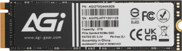 Накопитель SSD AGi PCIe 4.0 x4 2TB AGI2T0G44AI828-CB AI828 M.2 2280