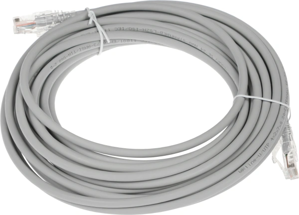 Патч-корд WRline WR-PC-RJ45-UTP-5E-10-GY UTP RJ-45 вил.-вилка RJ-45 кат.5E 10м серый LSZH (уп.:1шт)